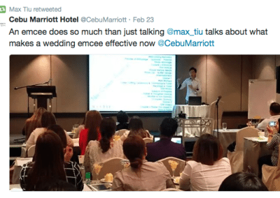 Speaking as a resource person for Cebu Marriott Hotel