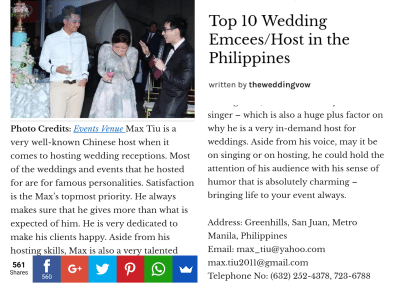 Top 10 Wedding Emcees in the Philippines